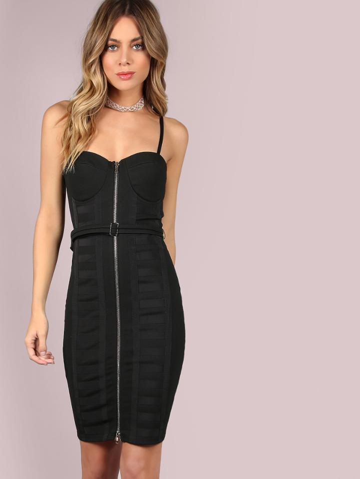 Shein Belted Bustier Zip Dress