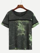 Shein Contrast Trim Tie Dye Hollow T-shirt