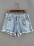 Shein Ripped Light Wash Denim Shorts