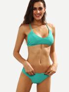 Shein Green Strappy Racerback Bikini Set