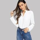 Shein V-cut Neck Solid Blouse