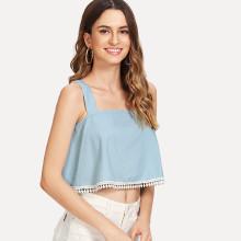 Shein Lace Crochet Denim Top