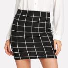 Shein Elastic Waist Grid Bodycon Skirt
