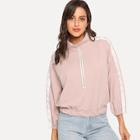 Shein Zip Front High Neck Drop Shoulder Sweatshirt