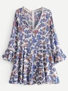 Shein Flounce Sleeve Floral Dress