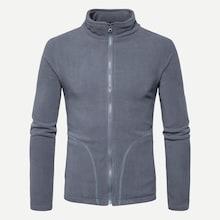Shein Men Solid Zip Up Fleece Jacket