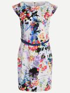 Shein Floral Print Sheath Dress With Belt