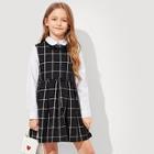 Shein Girls Bow Front Grid Dress
