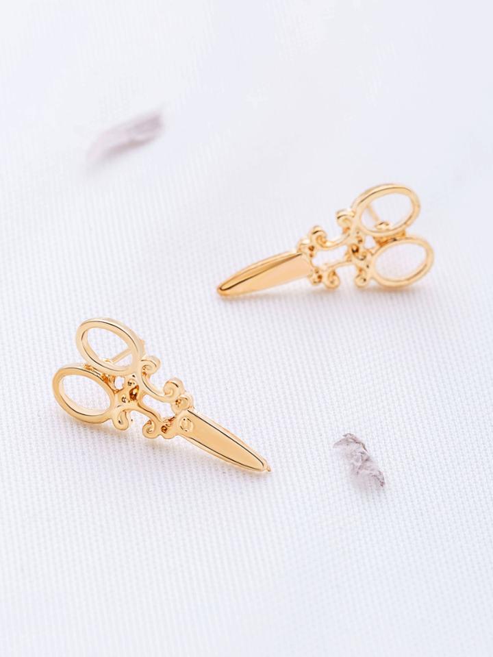 Shein Gold Scissors Shaped Stud Earrings