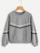 Shein Tape Detail Drop Shoulder Marled Sweatshirt