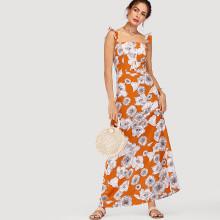 Shein Floral Print Ruffle Strap Dress