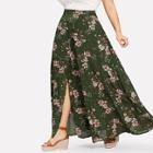 Shein Plus Boxed Pleat Floral Skirt