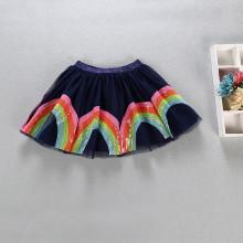Shein Girls Contrast Sequin Rainbow Pattern Mesh Skirt