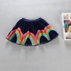 Shein Girls Contrast Sequin Rainbow Pattern Mesh Skirt