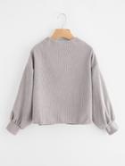 Shein Lantern Sleeve Ribbed Corduroy Sweatshirt