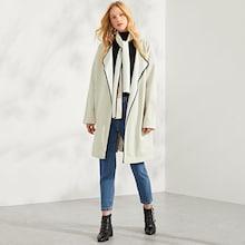 Shein Waist Belted Contrast Binding Coat