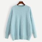 Shein Plus Mock Neck Drop Shoulder Fuzzy Jumper