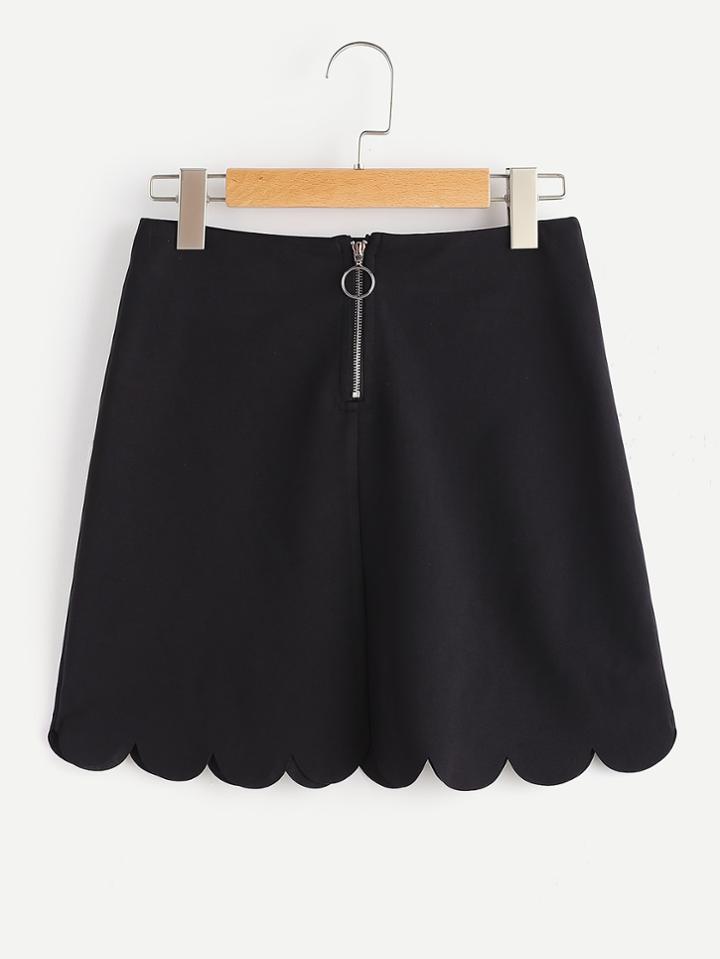 Shein Exposed Zip Back Scallop Skirt