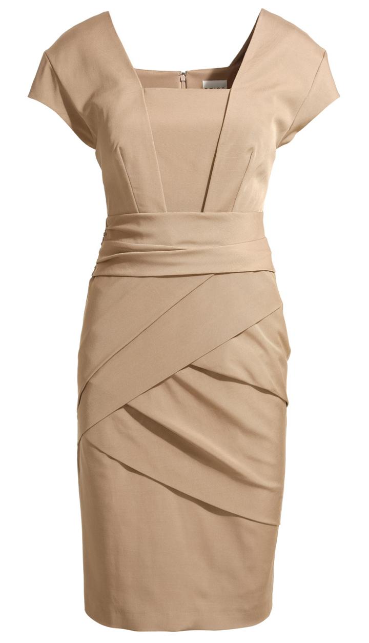 Shein Nude Formaldresses Short Sleeve Back Zipper Rouched Wraparound Bodycon Dress