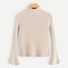 Shein Mock Neck Bell Sleeve Slim Fit Sweater