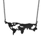 Shein Black Map Shape Pendant Necklace