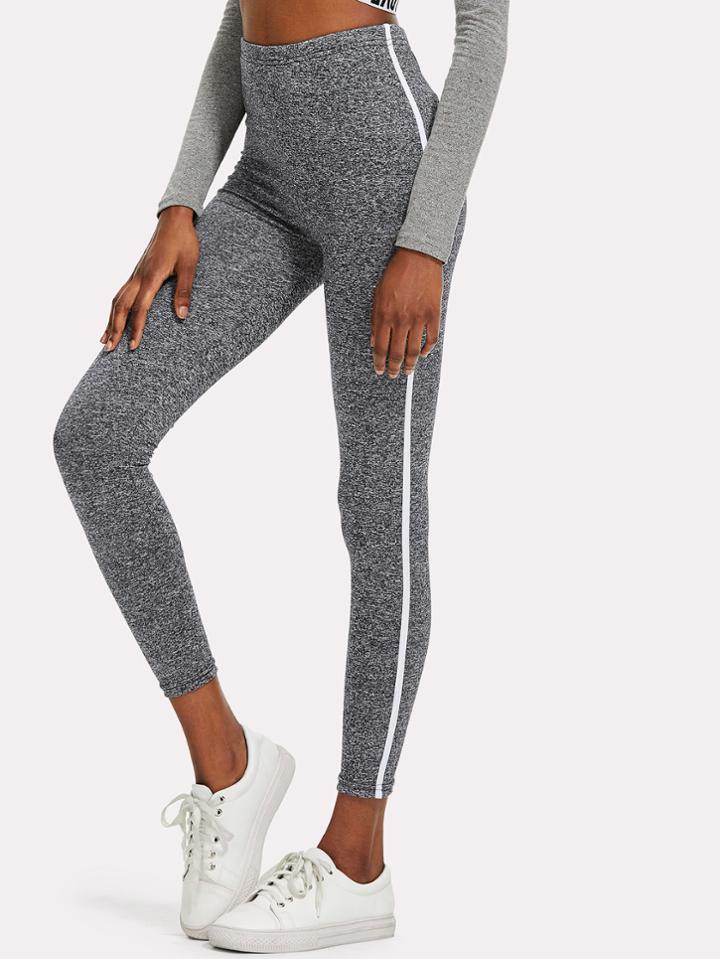 Shein Tape Side Marled Knit Leggings