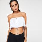 Shein Drawstring Solid Bandeau Top