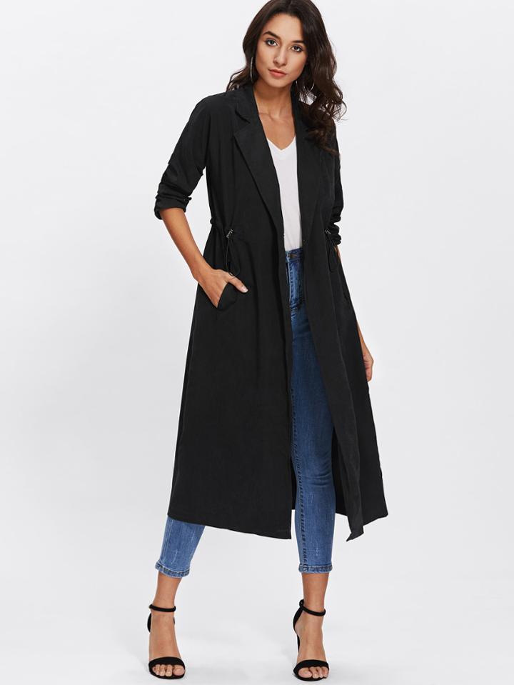 Shein Slit Back Drawstring Waist Coat