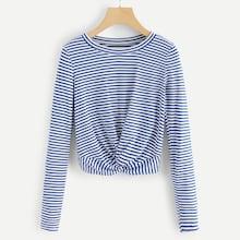 Shein Twist Hem Striped Tee