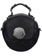 Shein Black Studded Magnetic Flap Over Round Bag