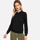 Shein Snap Button Sleeve Solid Hoodie