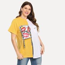 Shein Plus Color Block Pocket Patched Tee