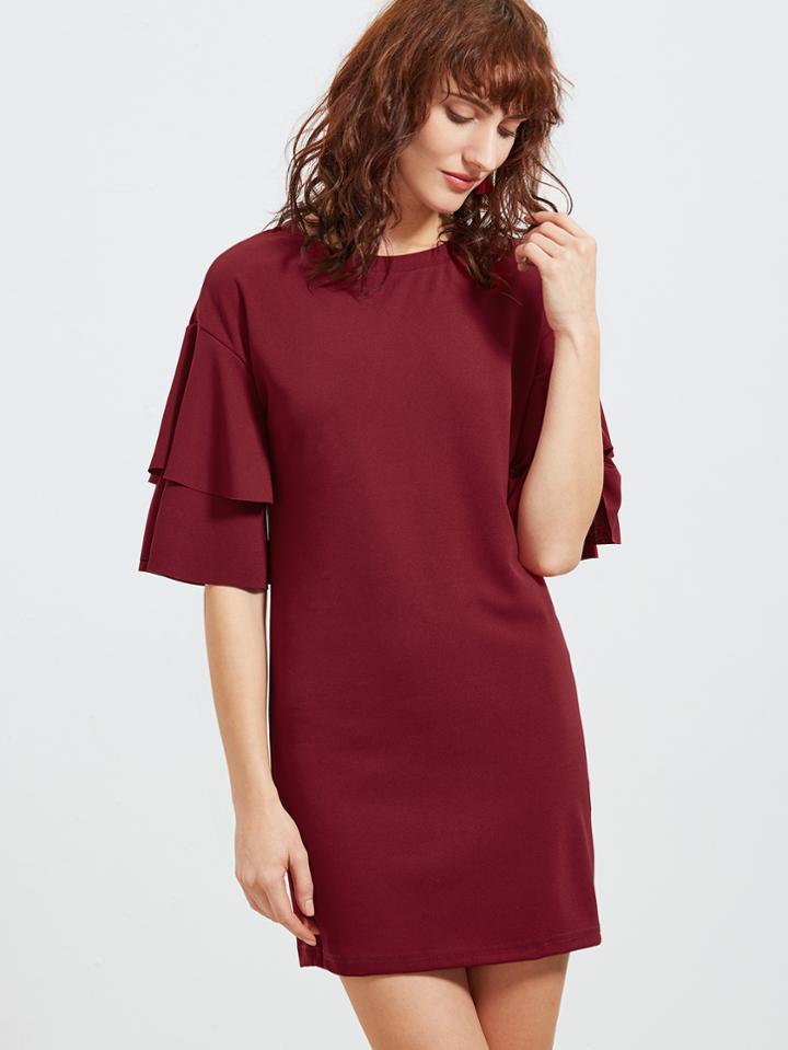 Shein Layered Ruffle Sleeve Bodycon Dress