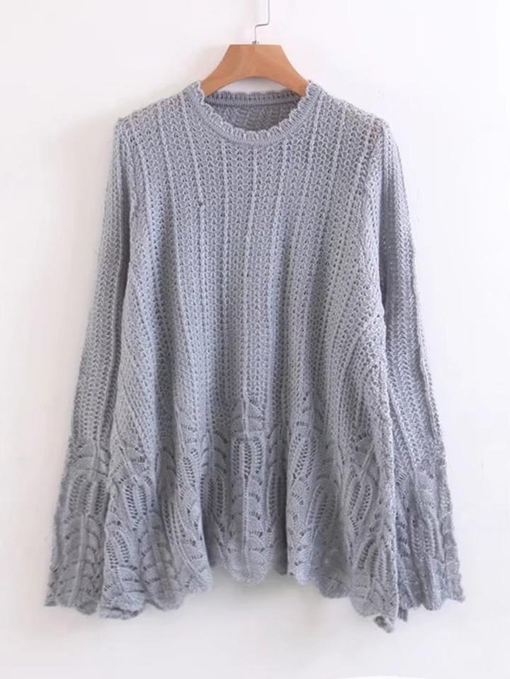 Shein Scalloped Trim Pointelle Knitwear