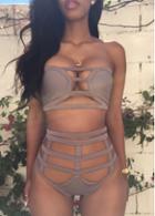 Rosewe Harness Top And Panty Strapless High Waist Swimwear