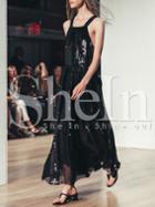 Shein Black Strap Cris Cross Back Sequined Maix Dress
