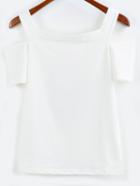 Shein Cold Shoulder Plain T-shirt - White