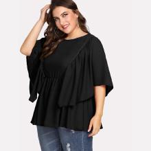 Shein Plus Flutter Sleeve Laser Insert Top