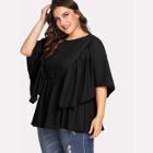 Shein Plus Flutter Sleeve Laser Insert Top