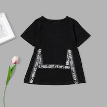 Shein Toddler Girls Letter Tape Tee