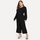 Shein Plus Solid Self-tie Jumpsuit