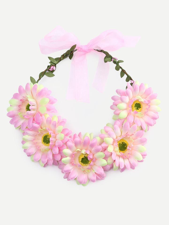 Shein Pink Flower Crown Headband
