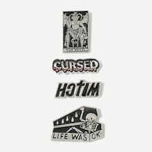 Shein Letter & Skeleton Brooch Set 4pcs