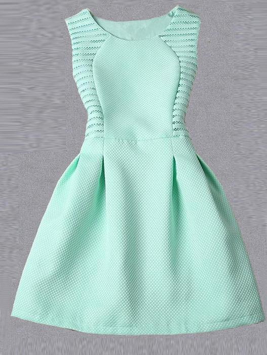 Shein Eyelet Turquoise Sleeveless Flare Dress