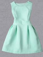 Shein Eyelet Turquoise Sleeveless Flare Dress