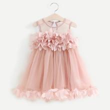 Shein Girls Stereo Flowers Detail Mesh Dress