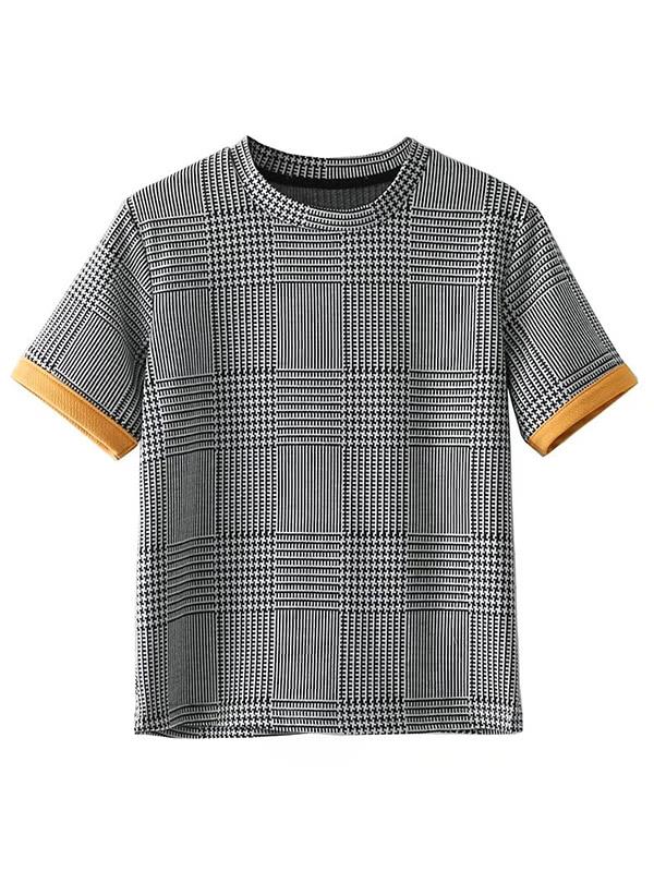 Shein Contrast Cuff Glen Plaid Top