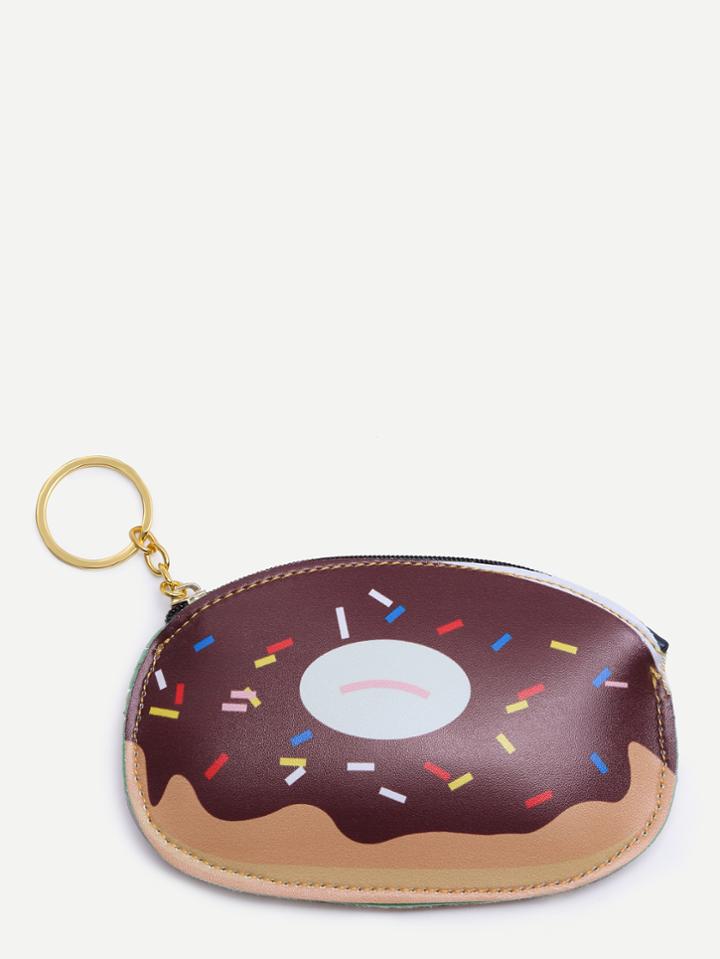 Shein Doughnut Print Zipper Closure Wallet