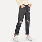 Shein Solid Destroyed Jeans