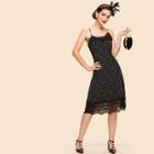 Shein Lace Trim Dot Cami Dress
